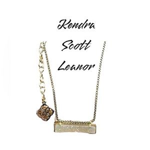 ~Kendra Scott necklace leanor bar gold druzy